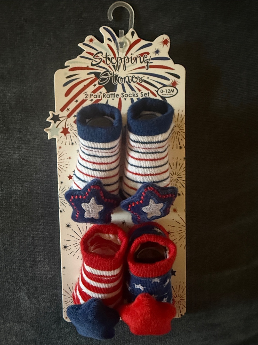Stepping Stones Baby Red & Blue Star Rattle Sock Set 0-12 Months. 2 pairs.